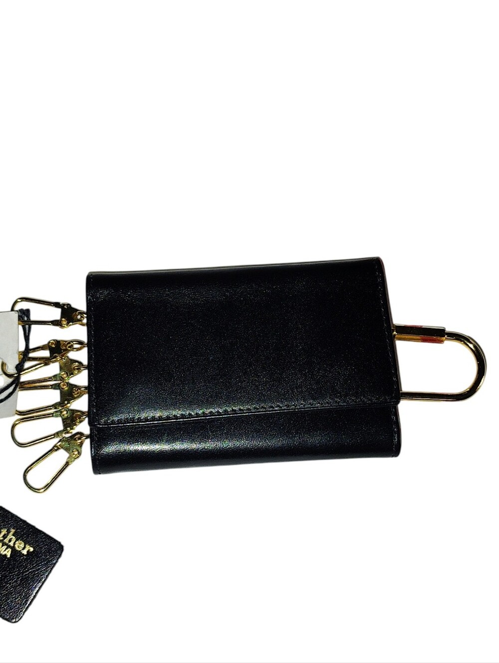Vintage Bosca Black Leather 6 Key Card Wallet Case with Gold Hardware USA    55